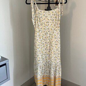Lost +Wander Pale Yellow Marilyn Floral Midi Sundress - Size  S